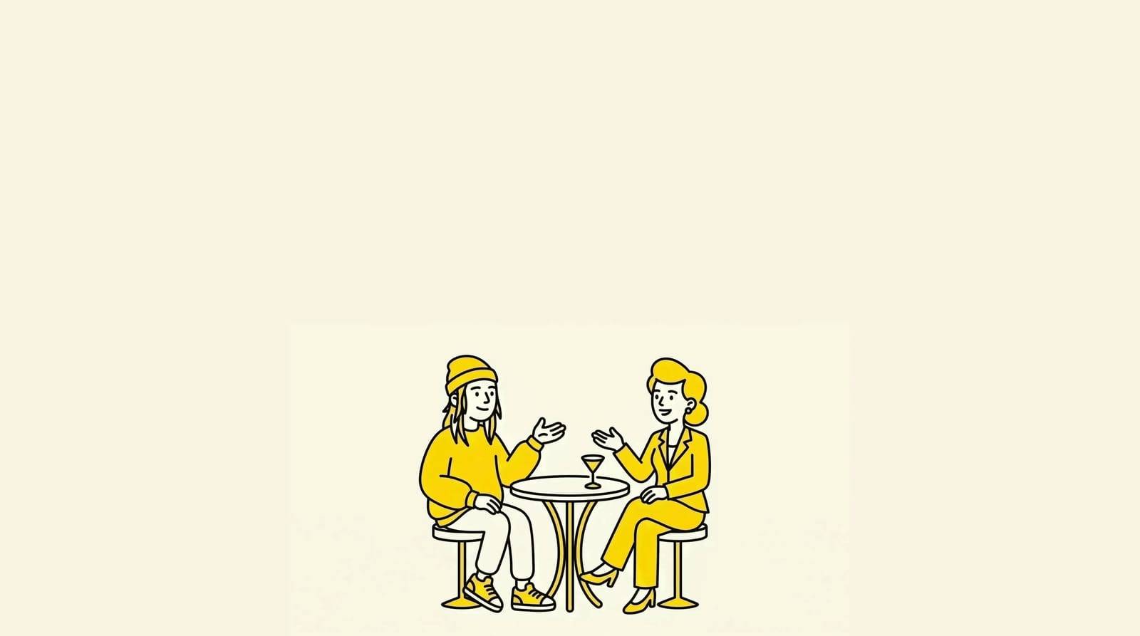 two professionals networking over coffee