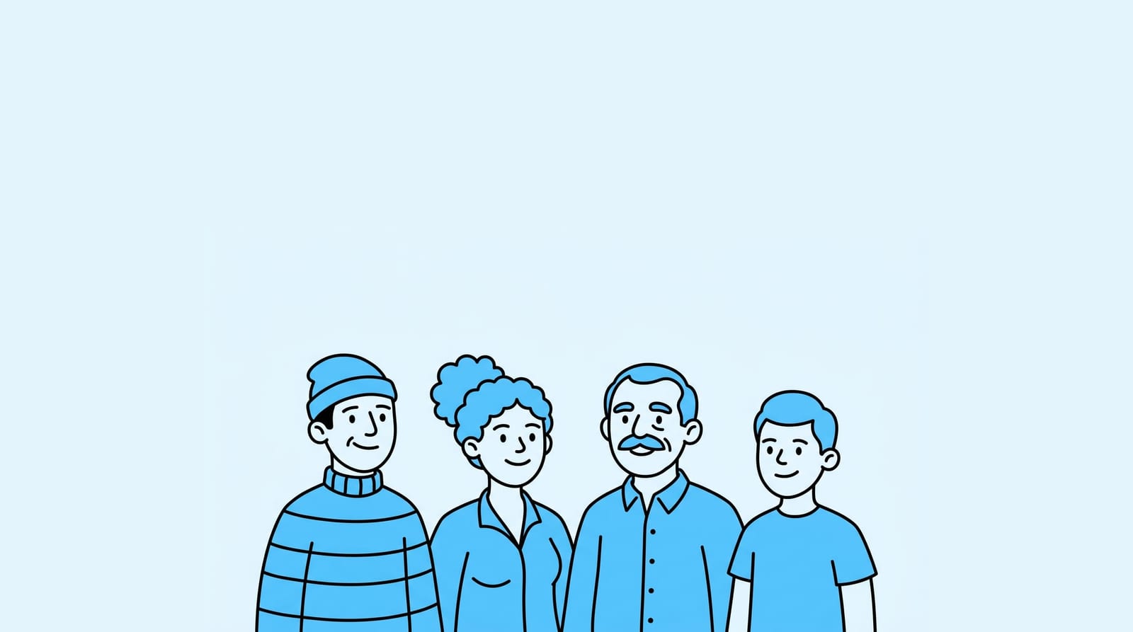 diverse people standing together with a hopeful everyday feel, simple scene, no floating diagrams or futuristic overlays