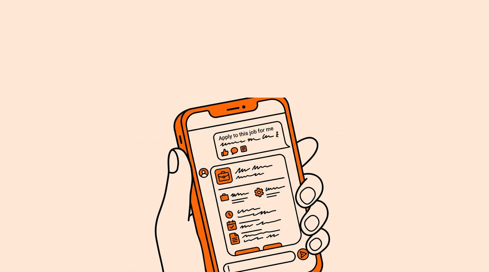 Phone chat asking AI to apply to a job